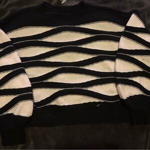 Black and White Striped Women's Sweater